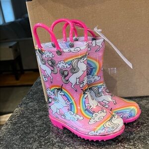 Unicorn Pink Kids Rain Boots